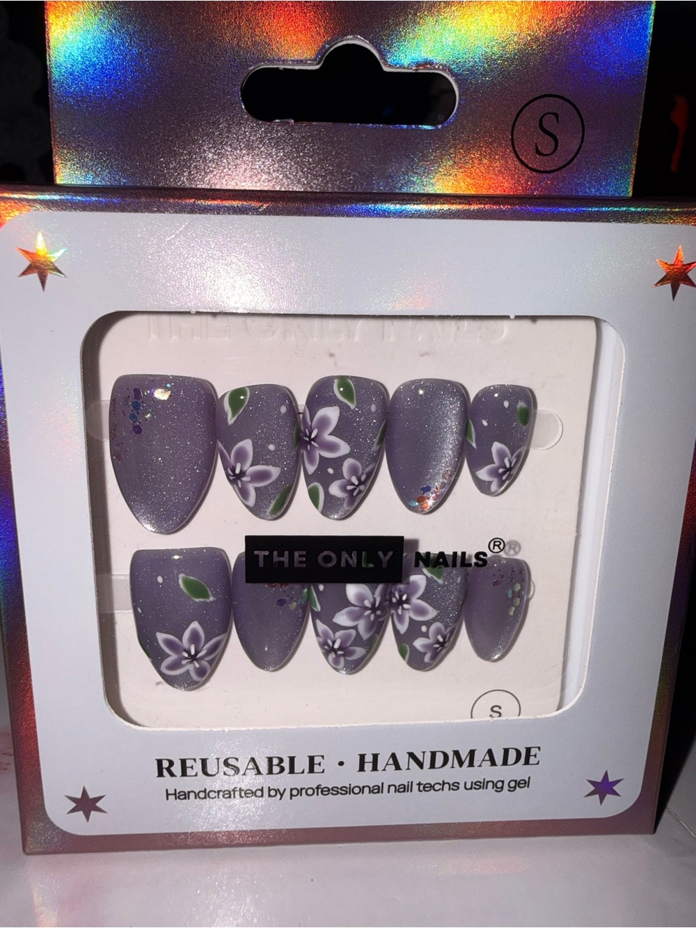 Nail Reformation Purple Floral Cat Eye Press On Nails